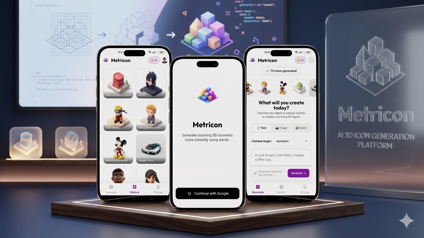 Metricon: AI-Powered 3D Isometric Icon Generator